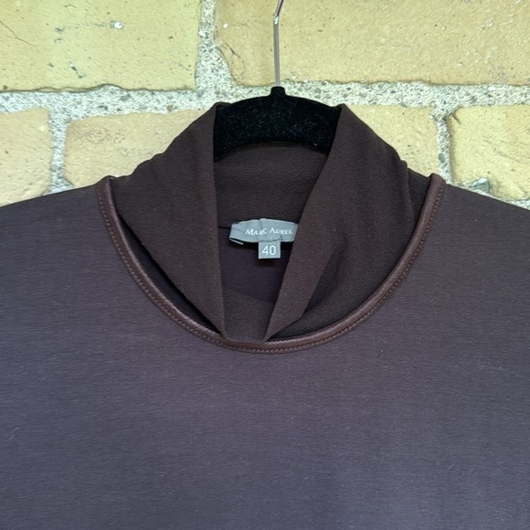 Marc Aurel Elegant Brown Mock Neck Top - Picture 2 of 5